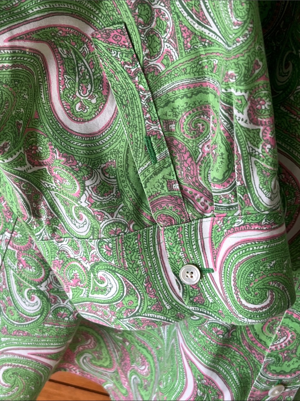 Talbots Green Paisley Button-Front Blouse Size 18W - Picture 3 of 9